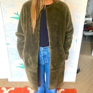 Green faux fur jacket